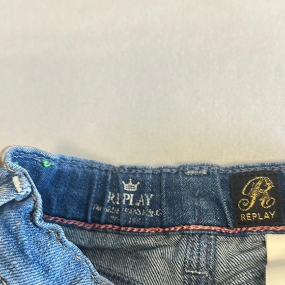 Replay Blue Distressed Cropped Jeans - Picture 4 of 8